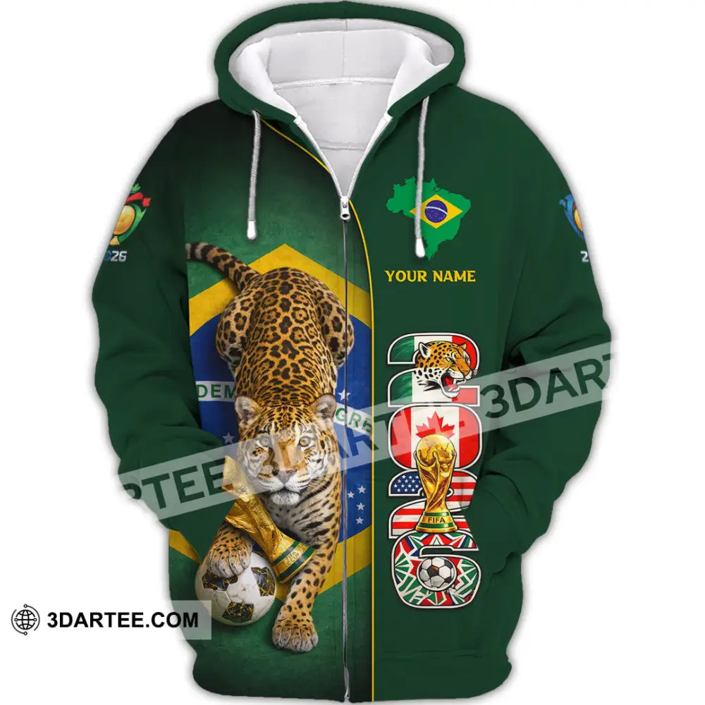 Unisex Shirt - Custom Brasil World Cup 2026 3D Shirt Zipper Hoodie / S T-shirt