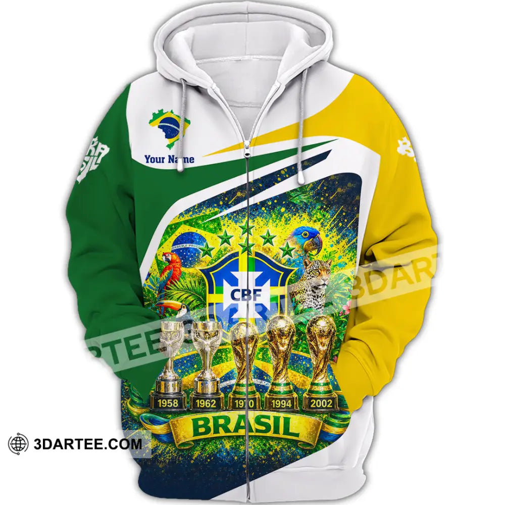 Unisex Shirt - Custom Brasil World Cup 2026 3D Shirt - Zipper Hoodie / S - T-shirt