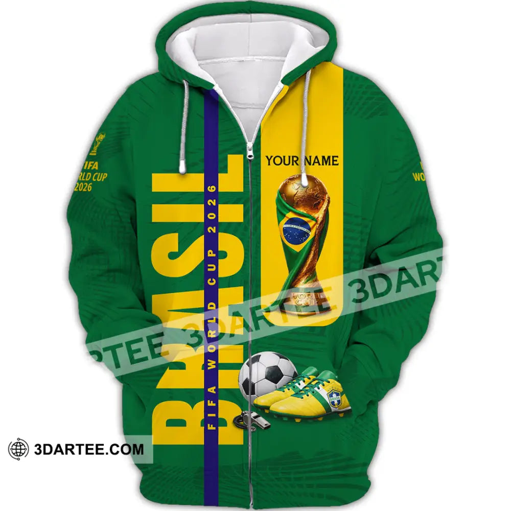 Unisex Shirt - Custom Brasil World Cup 2026 3D Shirt Zipper Hoodie / S T-shirt