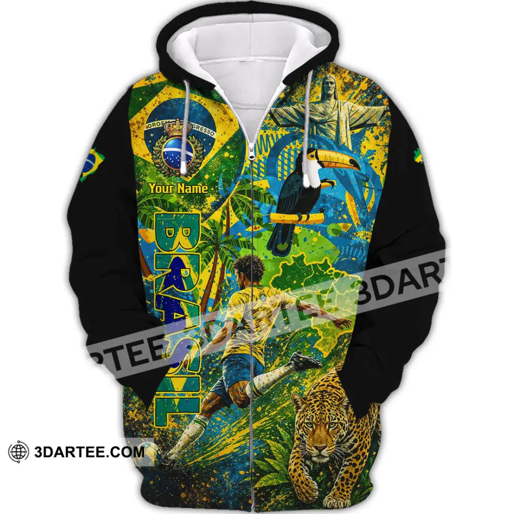 Unisex Shirt - Custom Brasil World Cup 2026 3D Shirt - Zipper Hoodie / S - T-shirt