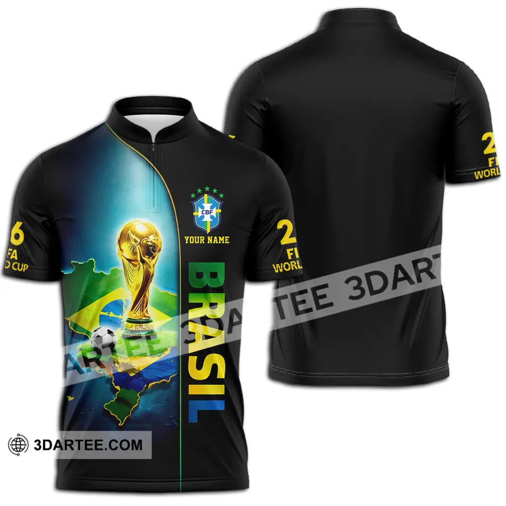 Unisex Shirt - Custom Brasil World Cup 2026 3D Shirt - Zipper Polo Shirt / S - T-shirt