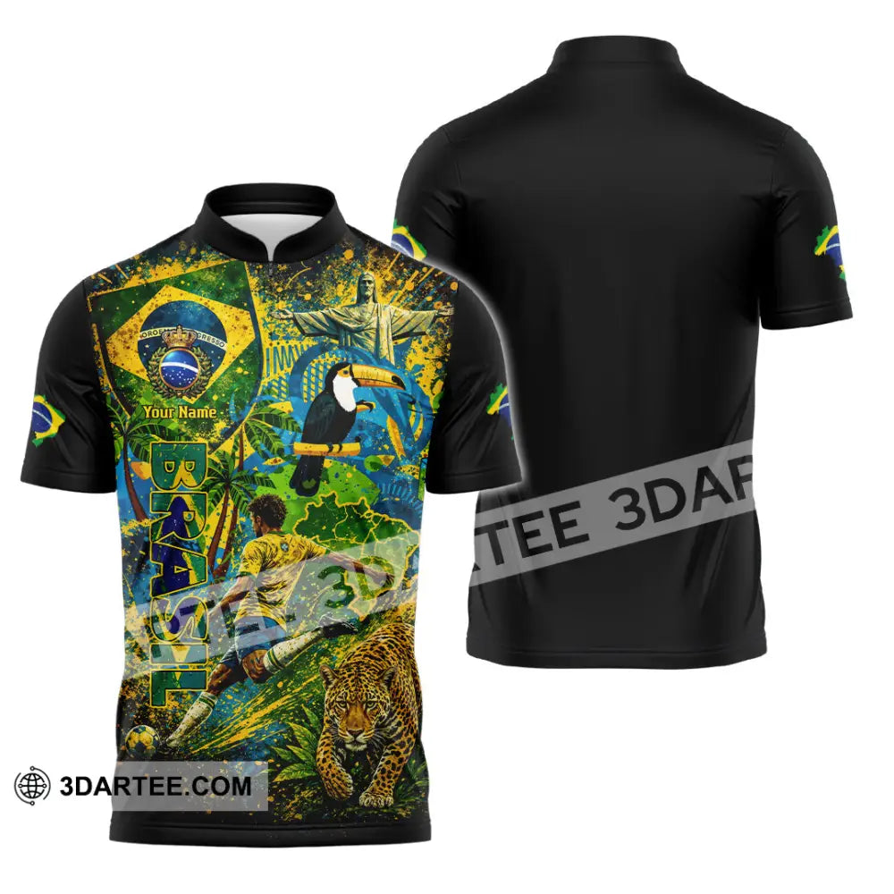 Unisex Shirt - Custom Brasil World Cup 2026 3D Shirt - Zipper Polo Shirt / S - T-shirt