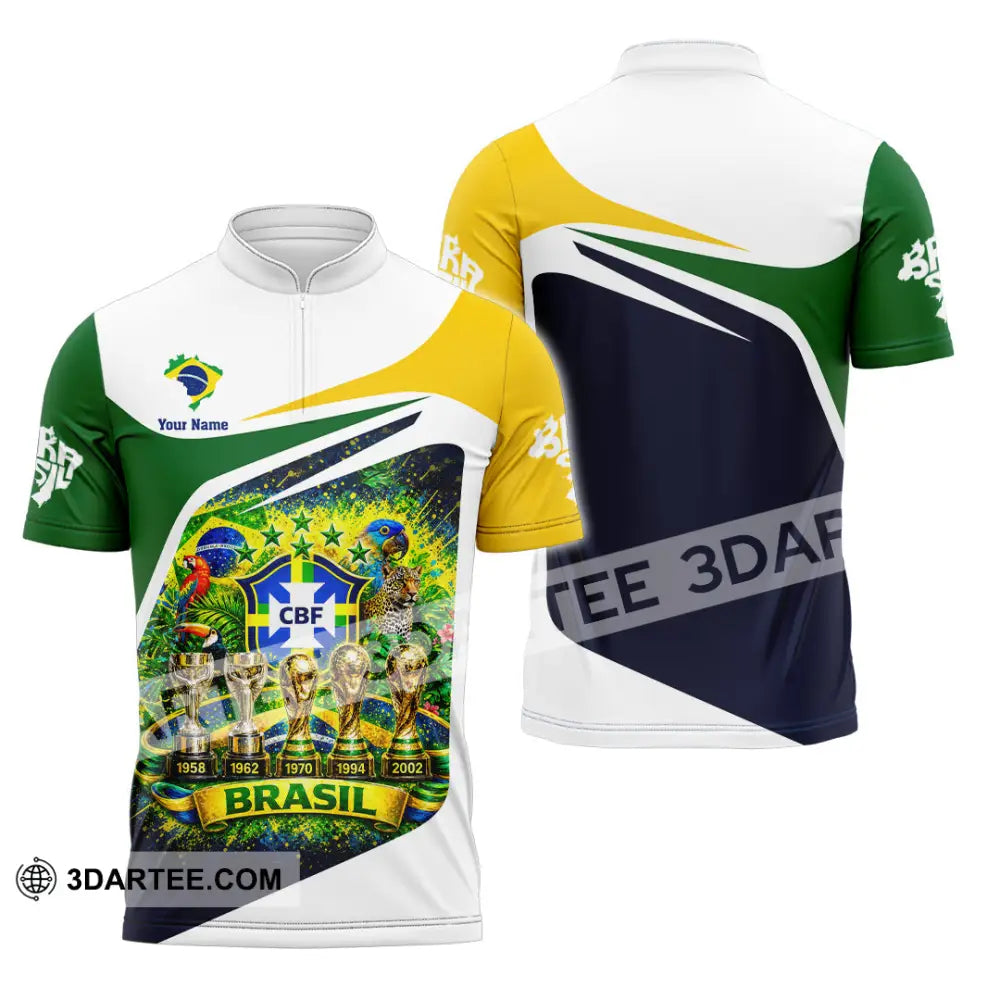 Unisex Shirt - Custom Brasil World Cup 2026 3D Shirt - Zipper Polo Shirt / S - T-shirt