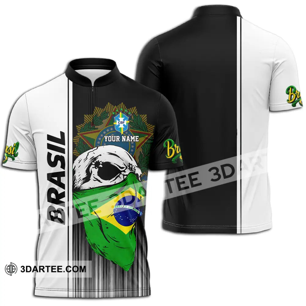 Unisex Shirt - Custom Brasil 3D Shirt Zipper Polo Shirt / S T-shirt