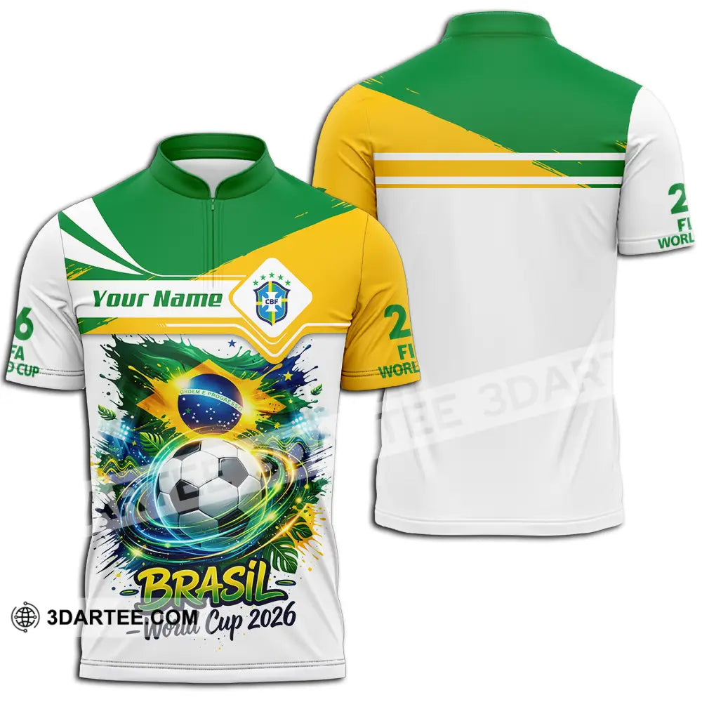 Unisex Shirt - Custom Brasil Fifa World Cup 2026 3D Shirt - Zipper Polo Shirt / S - T-shirt