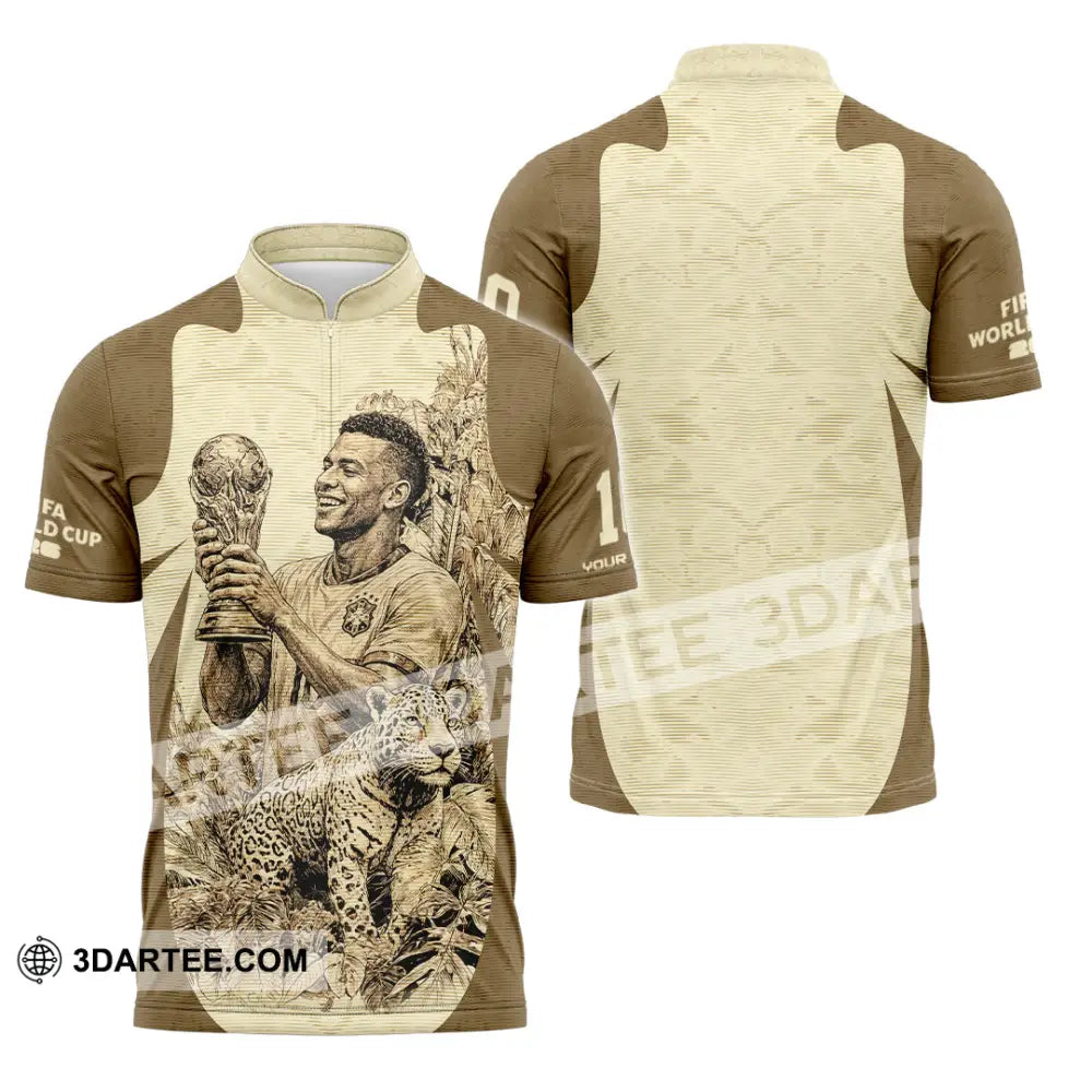 Unisex Shirt - Custom Brasil Fifa World Cup 2026 3D Shirt Zipper Polo Shirt / S T-shirt