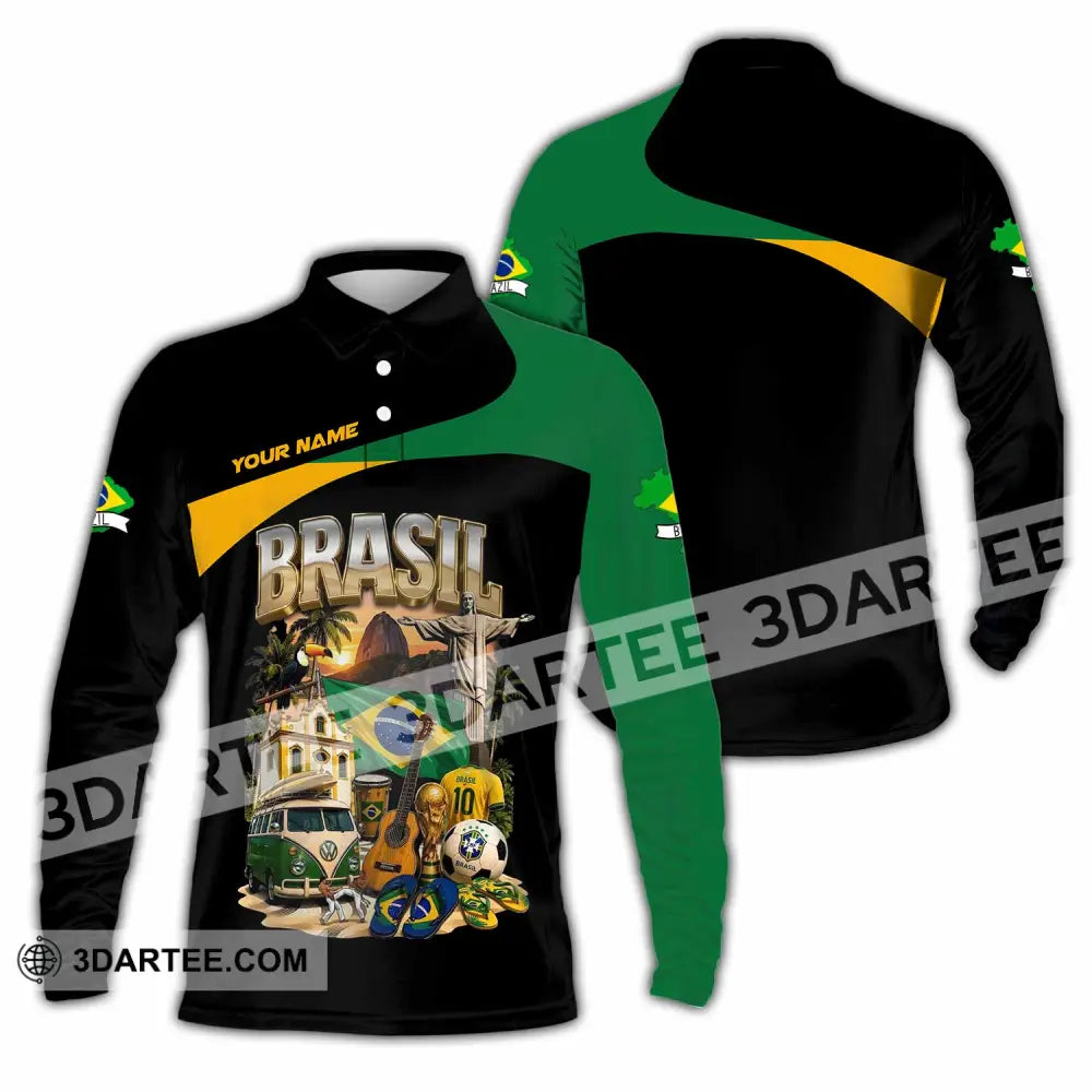 Unisex Shirt - Custom Brasil Shirt - Long Sleeve Polo / S - T-shirt