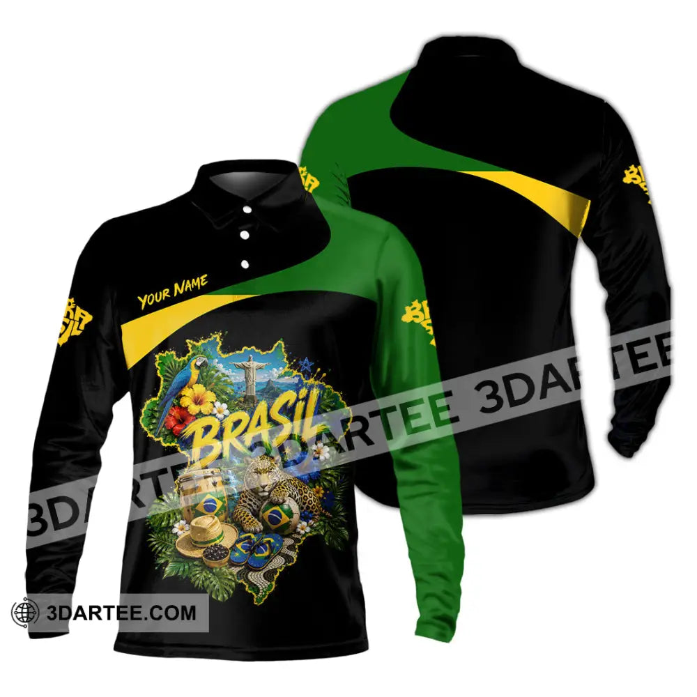 Unisex Shirt - Custom Brasil Shirt - Long Sleeve Polo / S - T-shirt