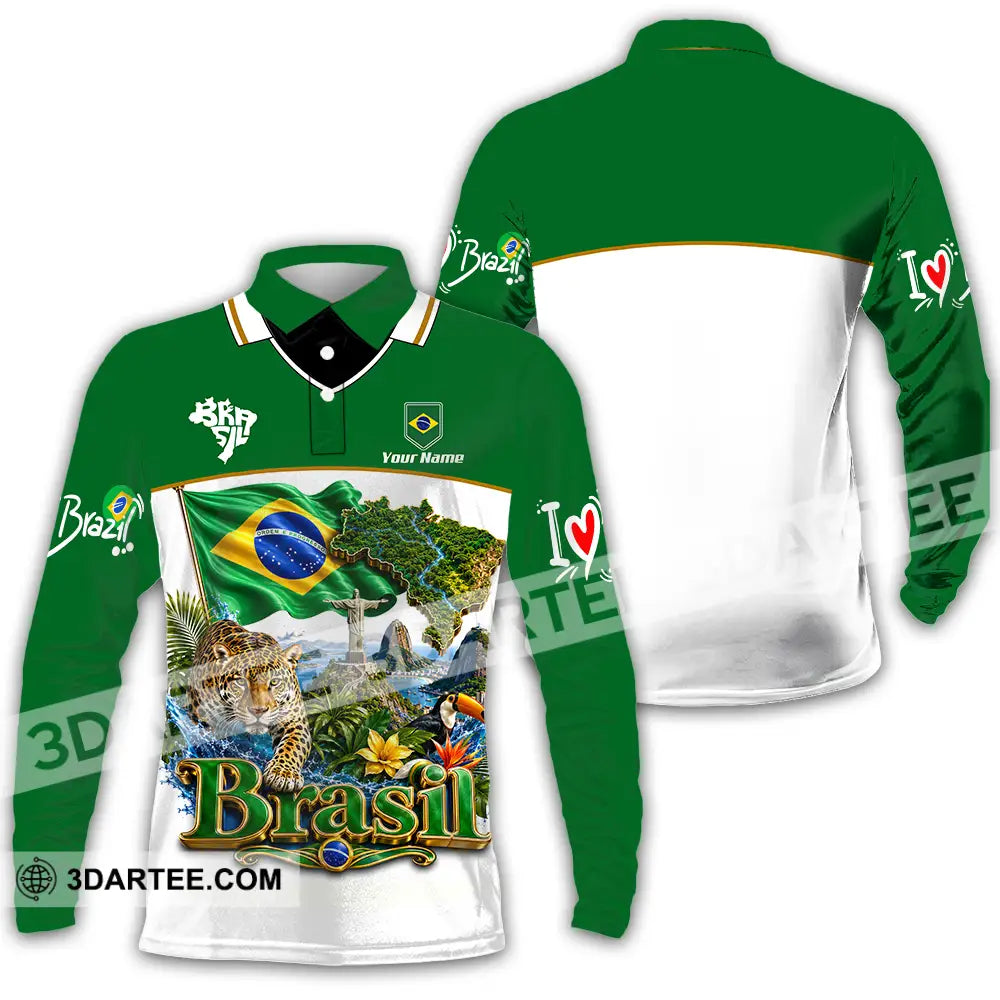 Unisex Shirt - Custom Brasil Shirt - Long Sleeve Polo / S - T-shirt