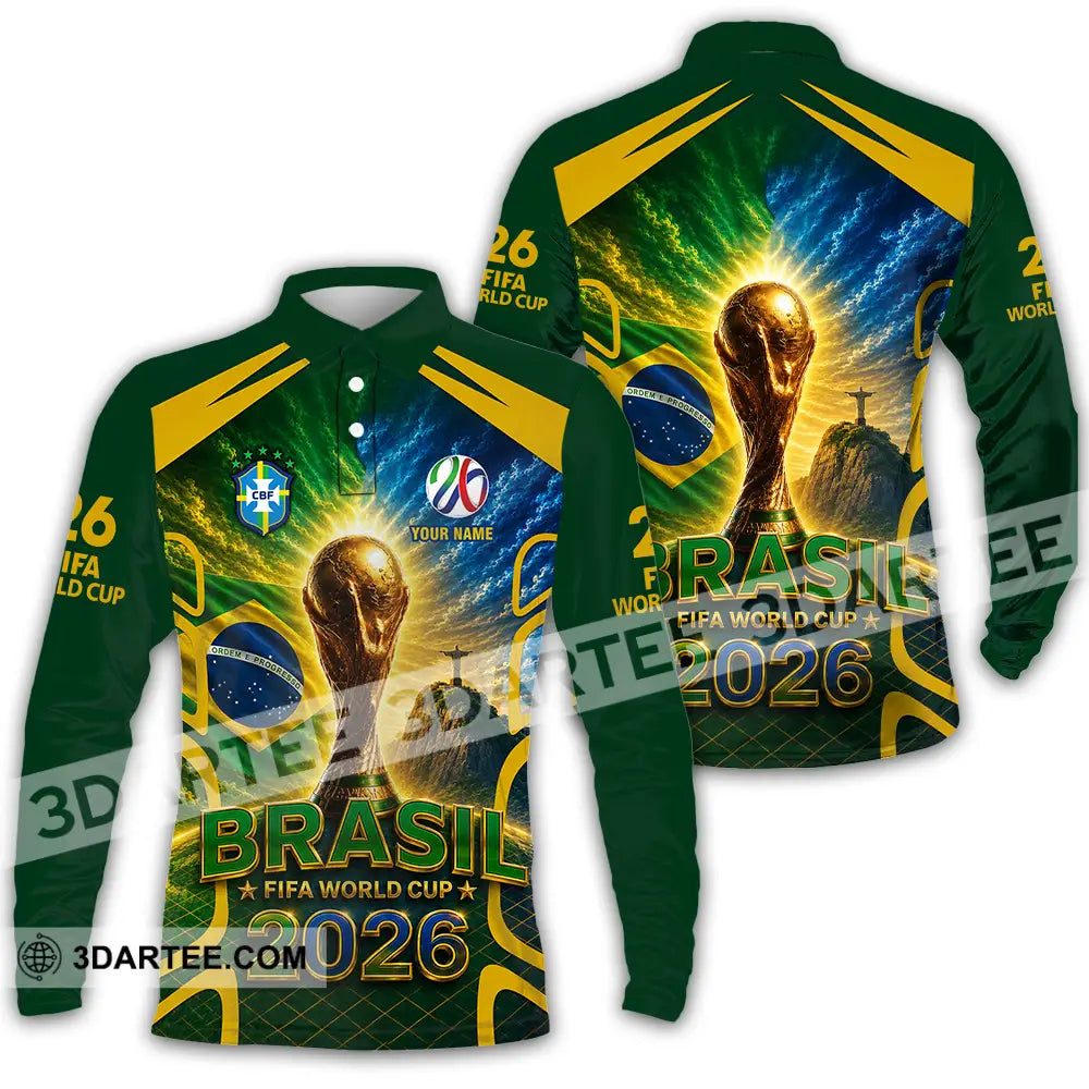 Unisex Shirt - Custom Brasil World Cup 2026 Shirt - Long Sleeve Polo / S - T-shirt