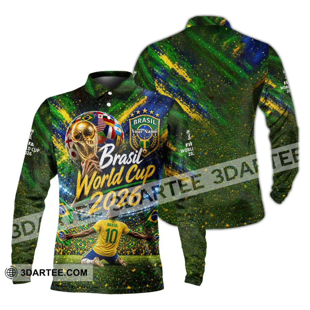 Unisex Shirt - Custom Brasil World Cup 2026 Shirt - Long Sleeve Polo / S - T-shirt