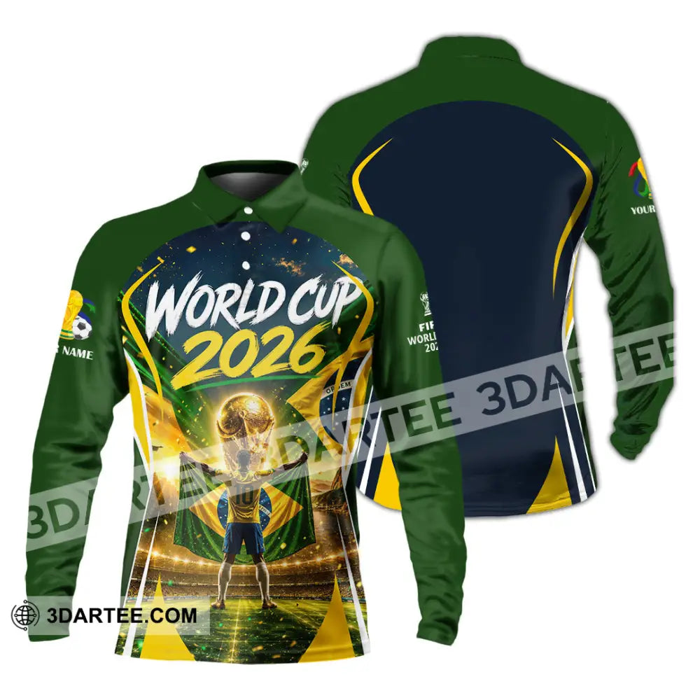 Unisex Shirt - Custom Brasil World Cup 2026 Shirt - Long Sleeve Polo / S - T-shirt