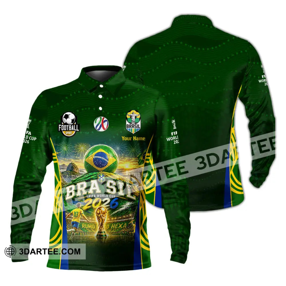 Unisex Shirt - Custom Brasil World Cup 2026 Shirt - Long Sleeve Polo / S - T-shirt