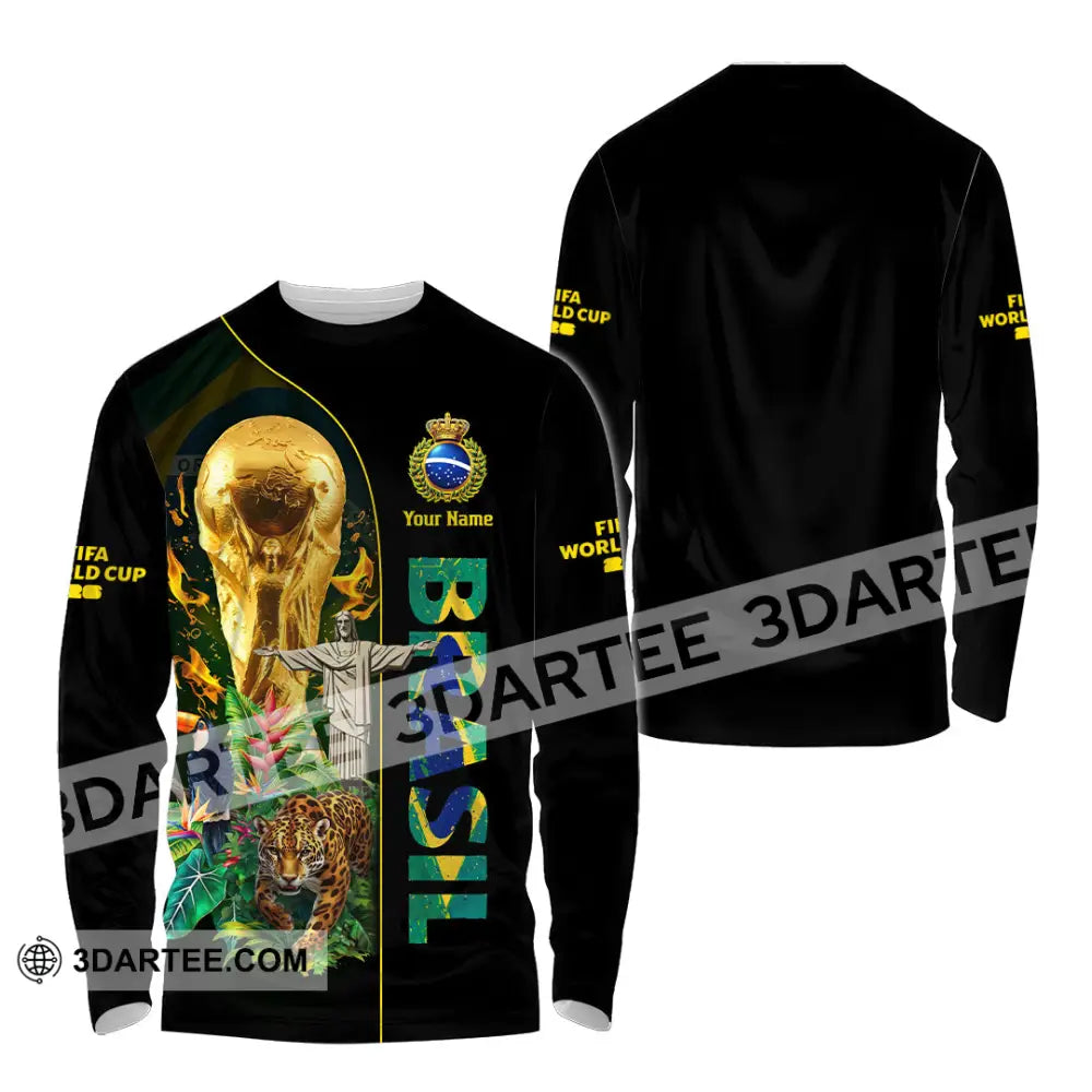 Unisex Shirt - Custom Brasil World Cup 2026 3D Shirt Long Sleeve Shirt / S T-shirt