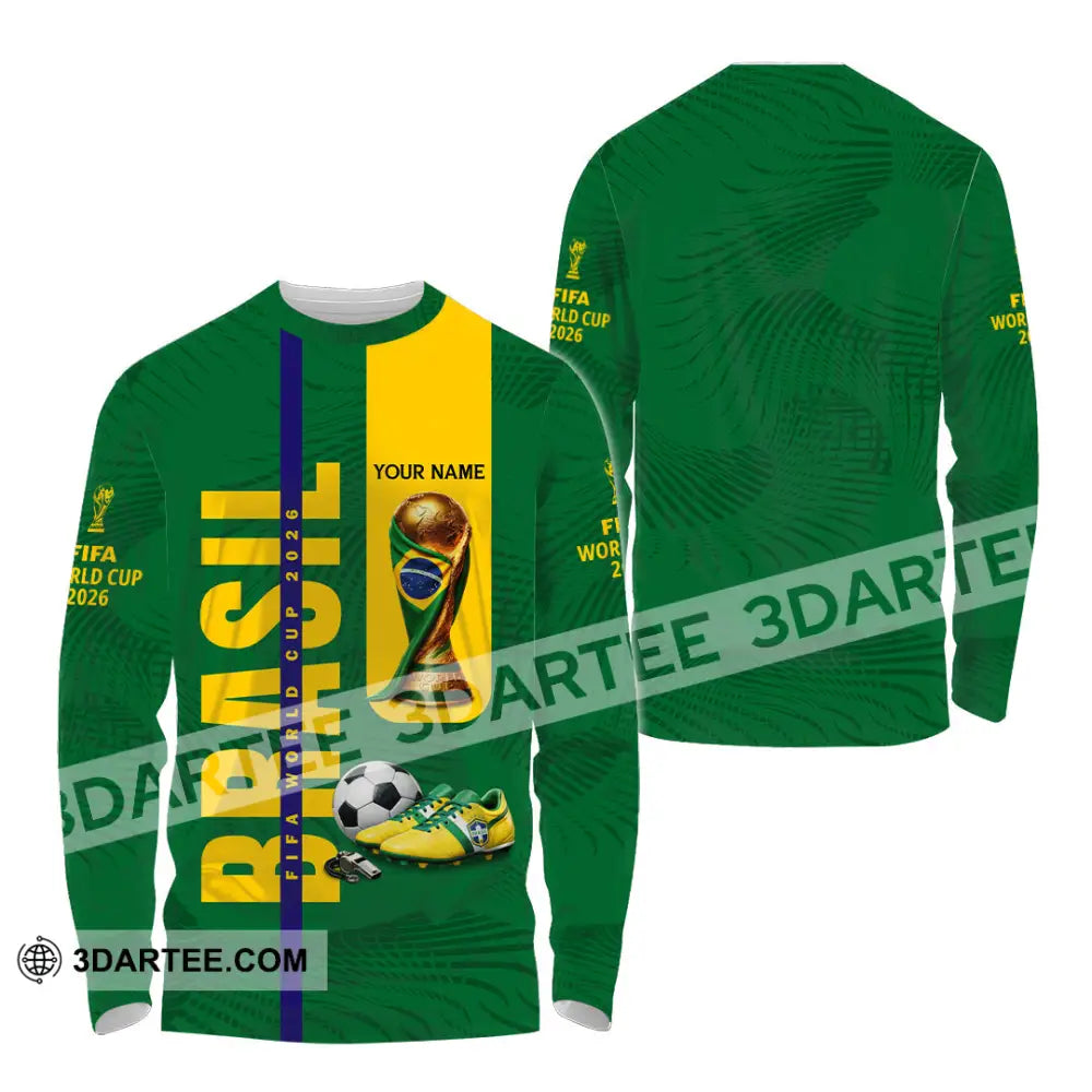 Unisex Shirt - Custom Brasil World Cup 2026 3D Shirt Long Sleeve Shirt / S T-shirt