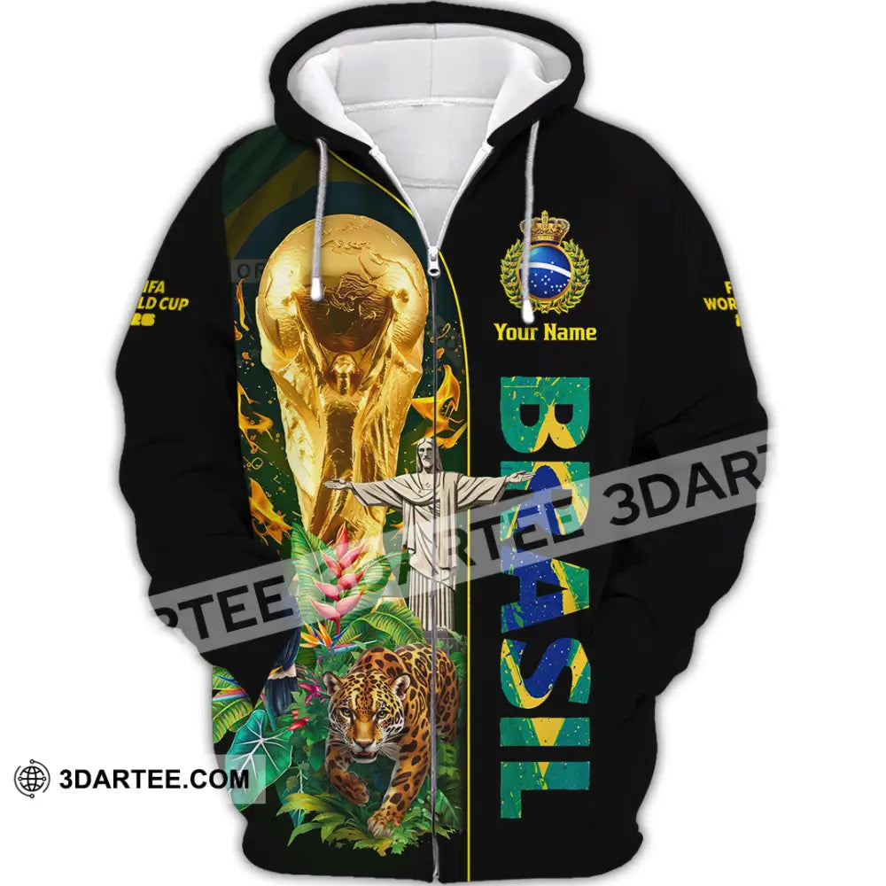 Unisex Shirt - Custom Brasil World Cup 2026 3D Shirt Zipper Hoodie / S T-shirt