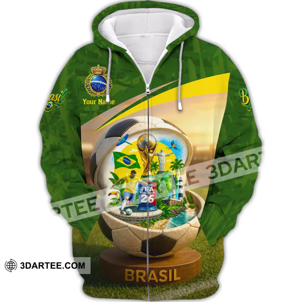 Unisex Shirt - Custom Brasil World Cup 2026 3D Shirt Zipper Hoodie / S T-shirt