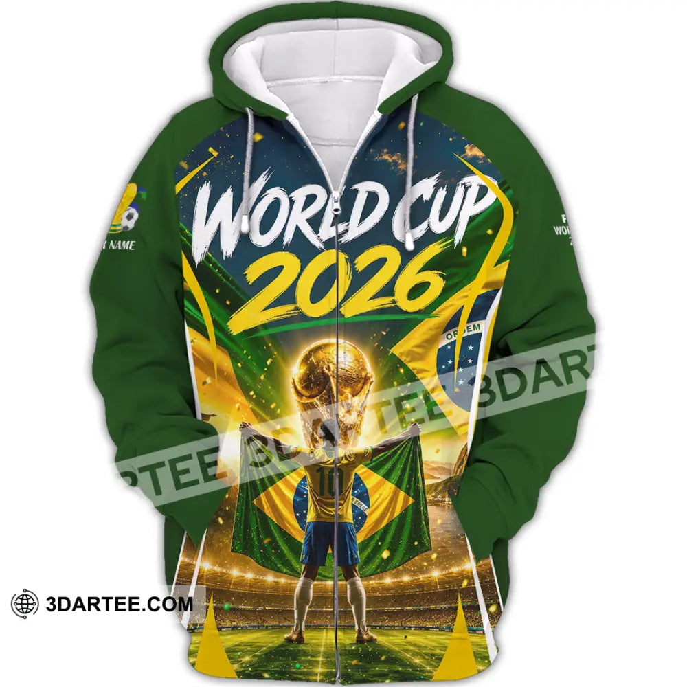 Unisex Shirt - Custom Brasil World Cup 2026 Shirt - Zipper Hoodie / S - T-shirt