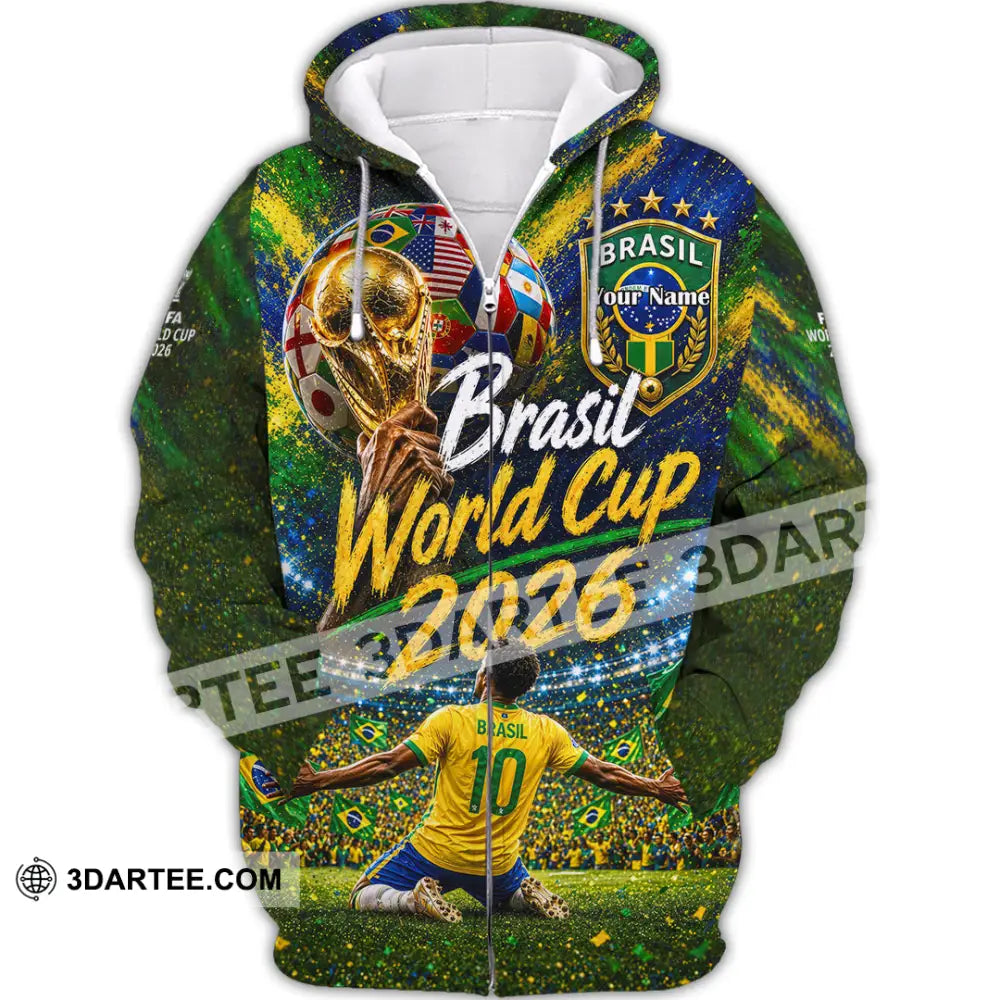 Unisex Shirt - Custom Brasil World Cup 2026 Shirt - Zipper Hoodie / S - T-shirt