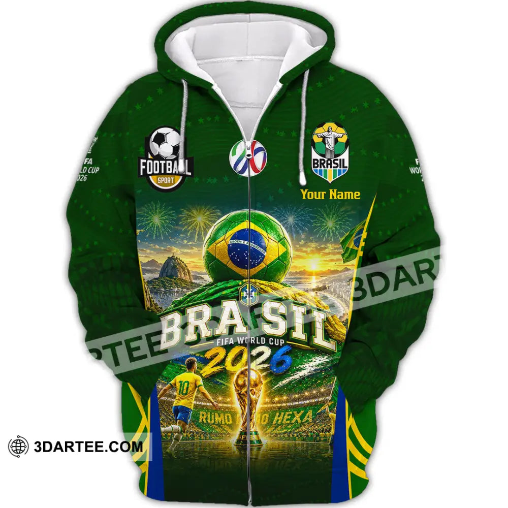 Unisex Shirt - Custom Brasil World Cup 2026 Shirt - Zipper Hoodie / S - T-shirt