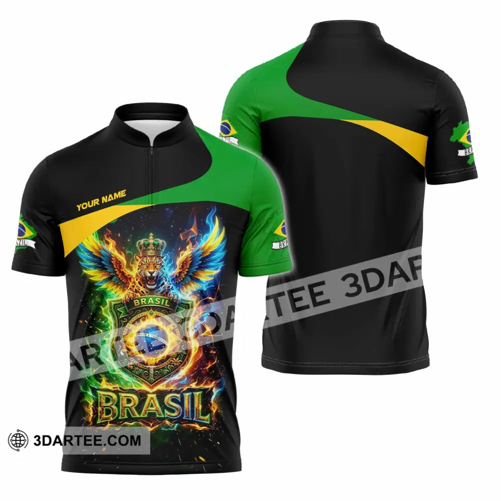 Unisex Shirt - Custom Brasil Shirt - Zipper Polo Shirt / S - T-shirt