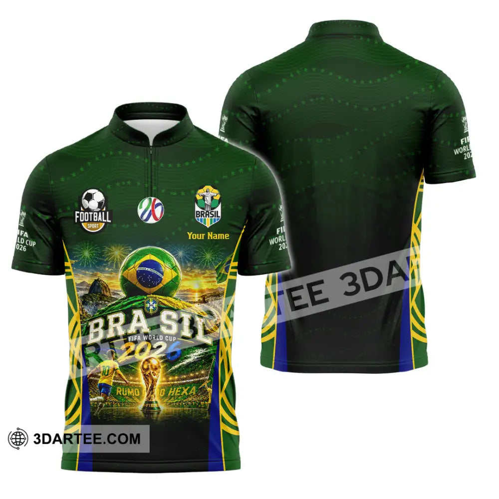 Unisex Shirt - Custom Brasil World Cup 2026 Shirt - Zipper Polo Shirt / S - T-shirt