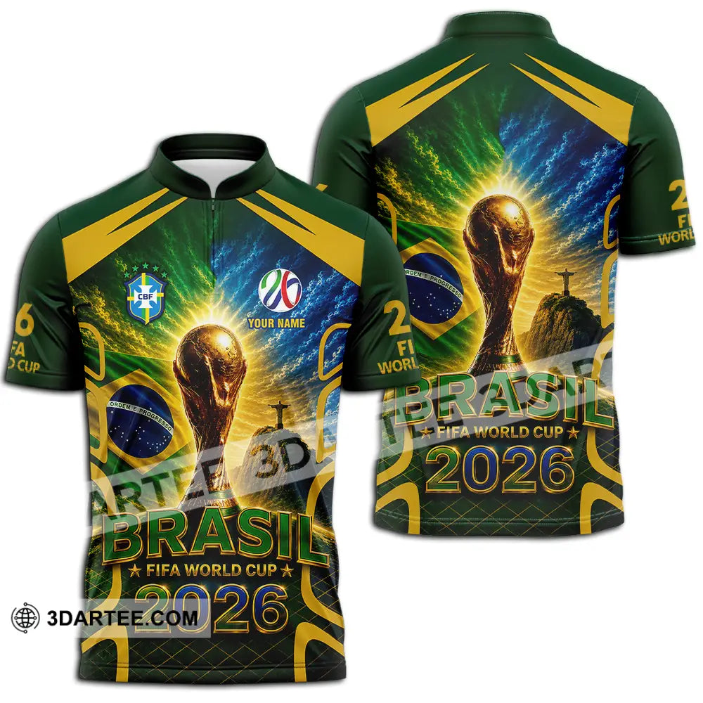 Unisex Shirt - Custom Brasil World Cup 2026 Shirt - Zipper Polo Shirt / S - T-shirt