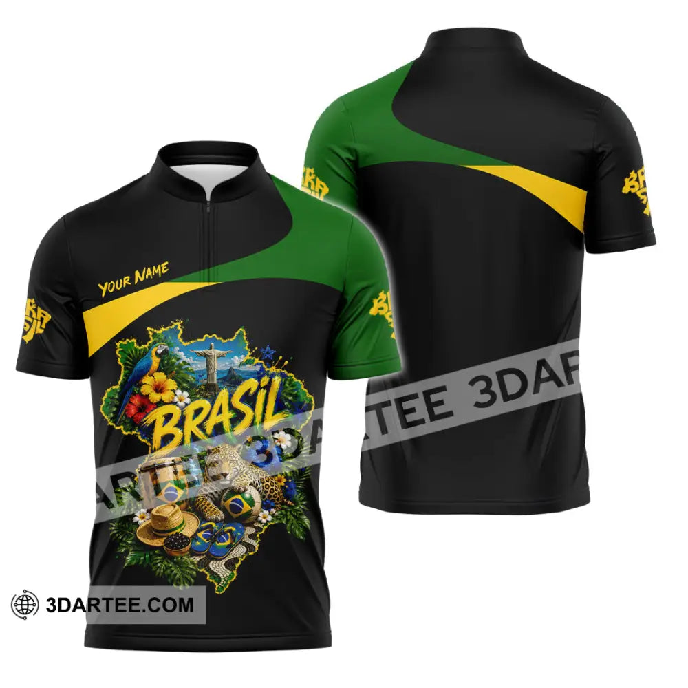 Unisex Shirt - Custom Brasil Shirt - Zipper Polo Shirt / S - T-shirt