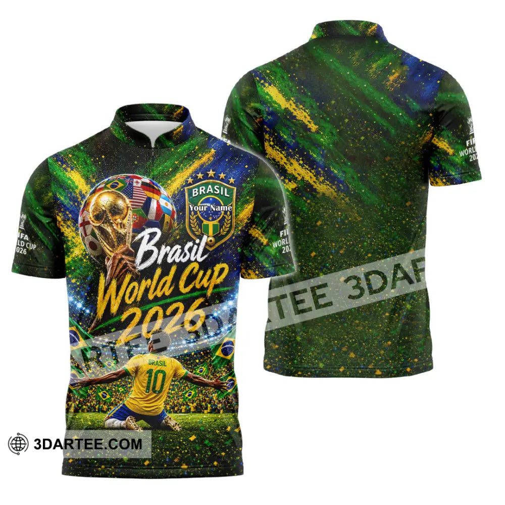 Unisex Shirt - Custom Brasil World Cup 2026 Shirt - Zipper Polo Shirt / S - T-shirt