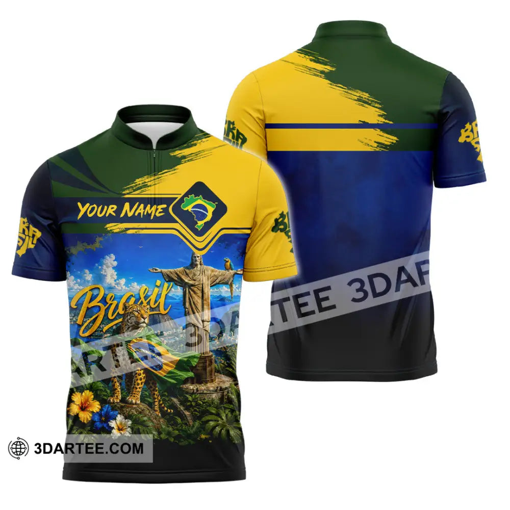 Unisex Shirt - Custom Brasil Shirt - Zipper Polo Shirt / S - T-shirt