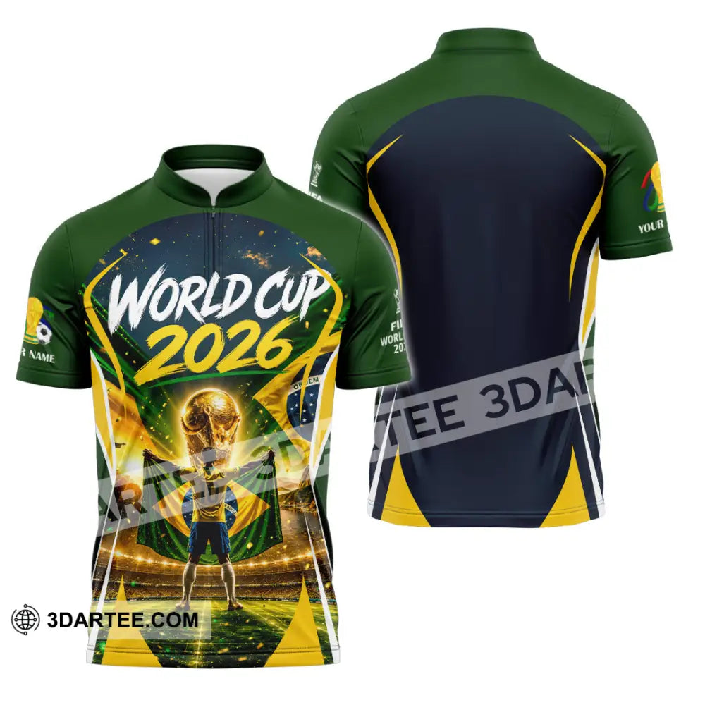 Unisex Shirt - Custom Brasil World Cup 2026 Shirt - Zipper Polo Shirt / S - T-shirt