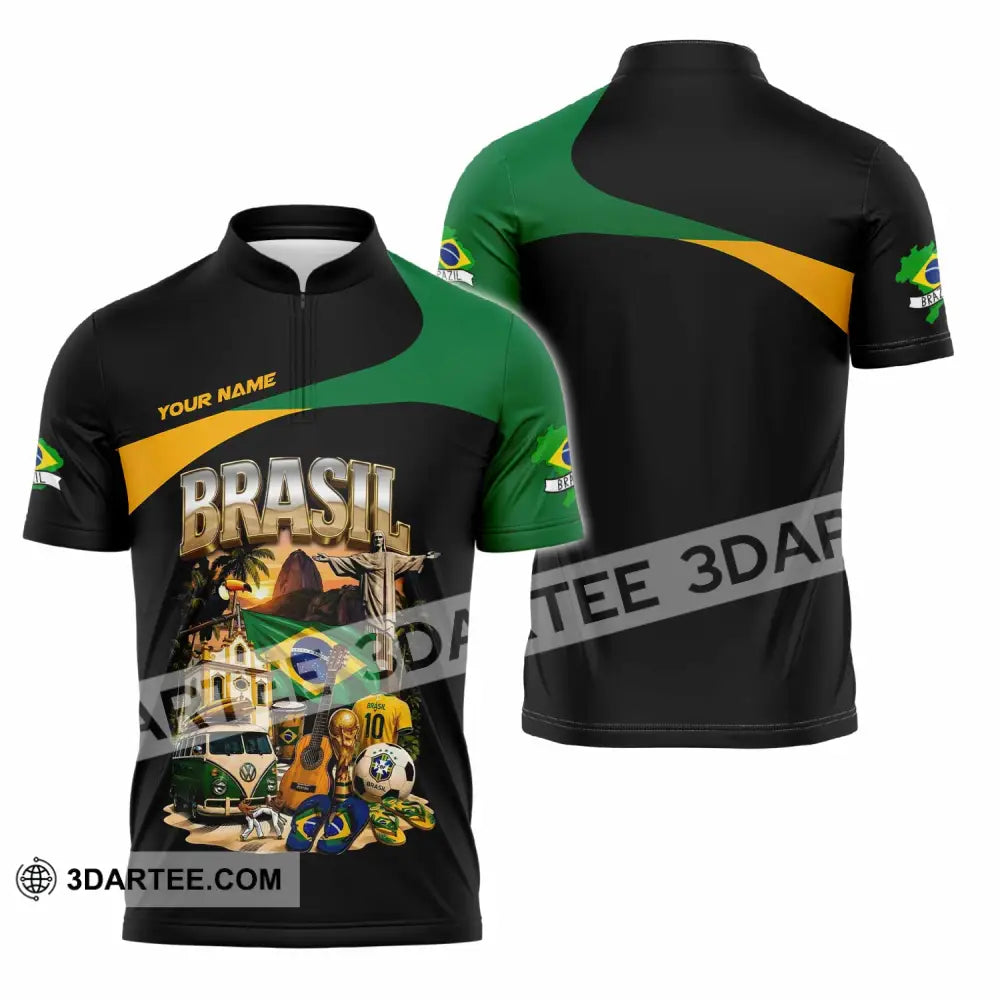 Unisex Shirt - Custom Brasil Shirt - Zipper Polo Shirt / S - T-shirt