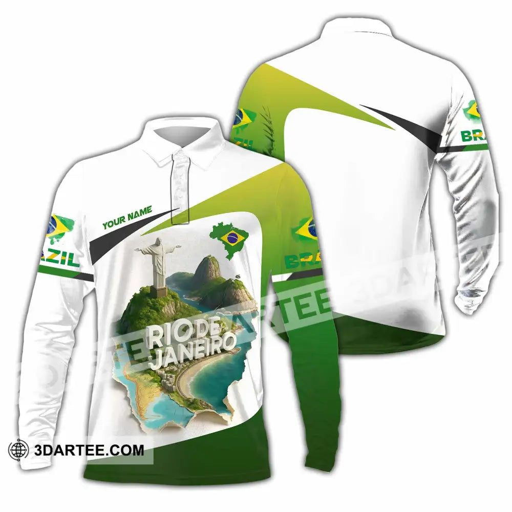 Unisex Shirt - Custom Brazil 3D Shirt Long Sleeve Polo / S T-shirt