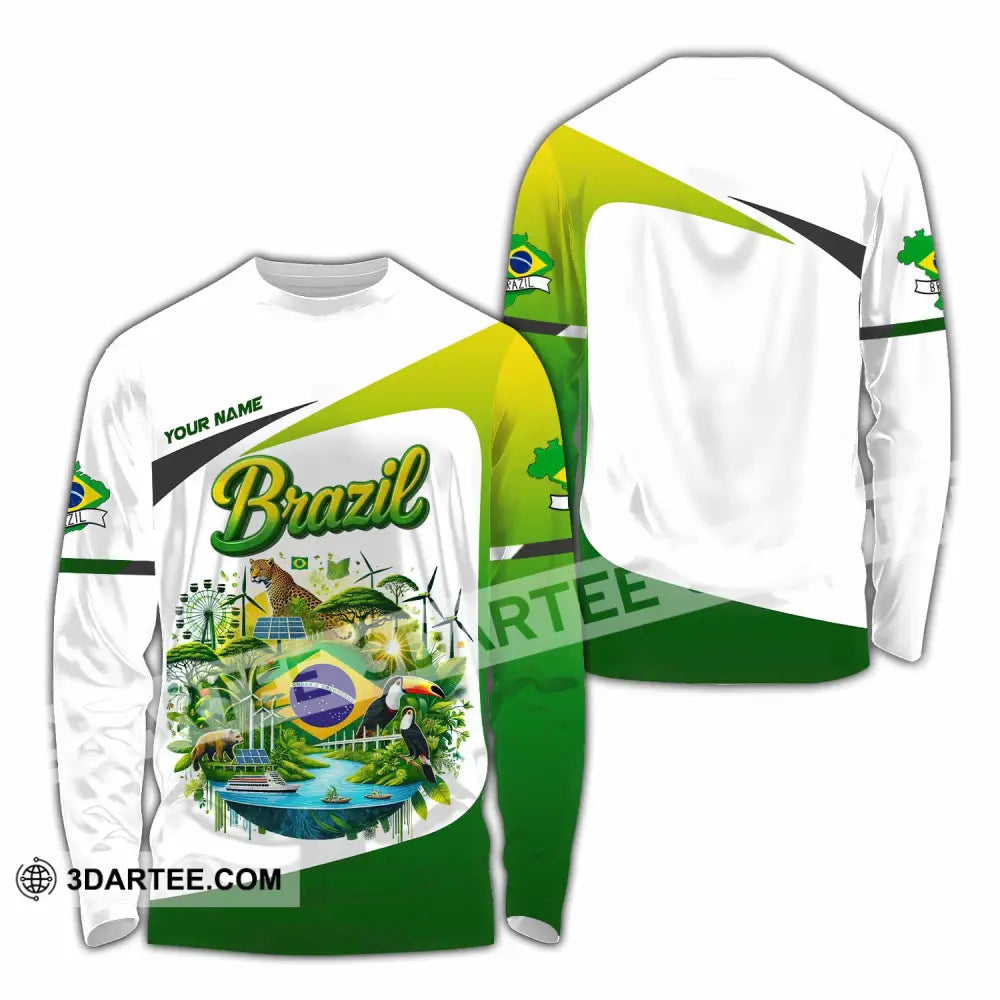 Unisex Shirt - Custom Brazil 3D Shirt Long Sleeve Shirt / S T-shirt