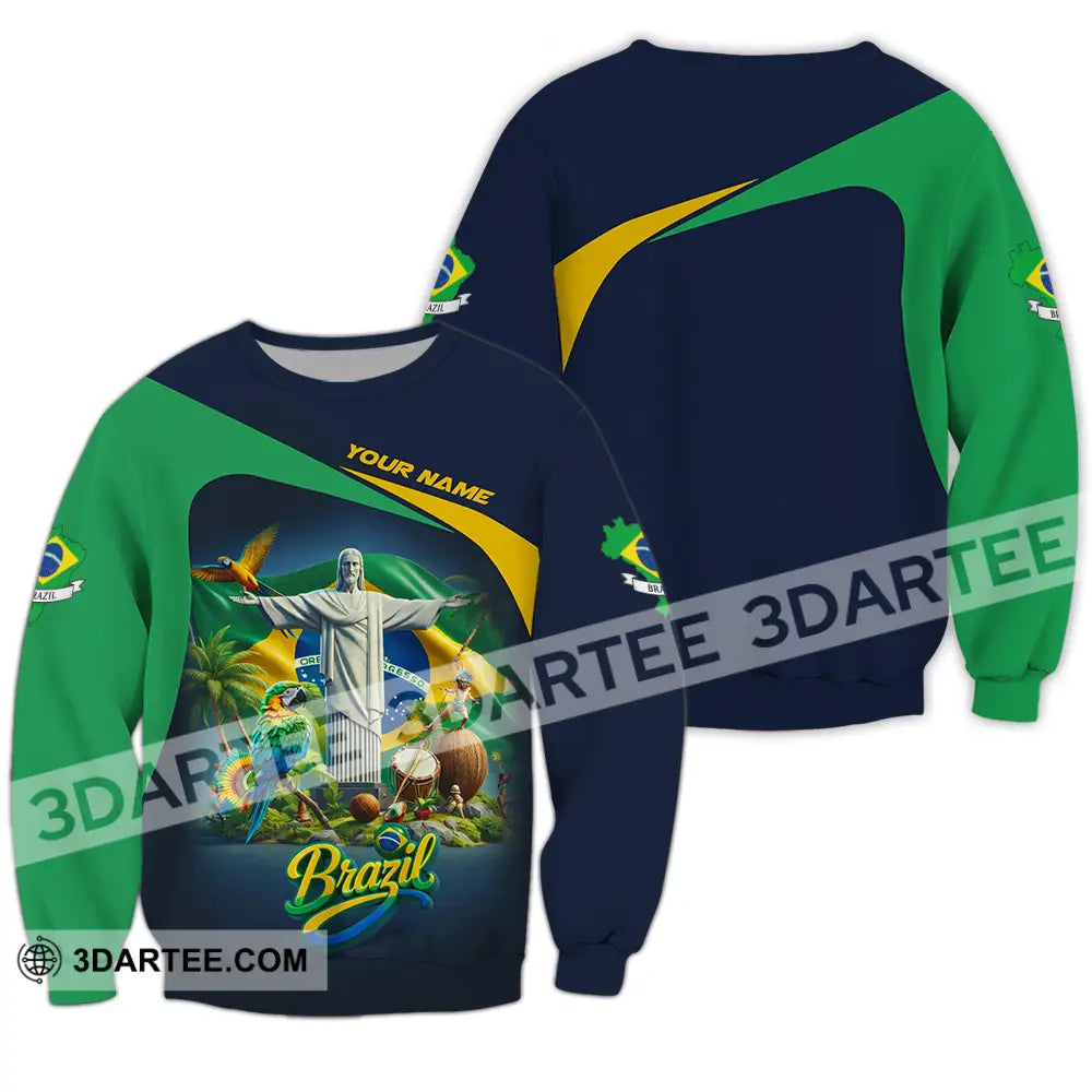 Unisex Shirt - Custom Brazil 3D Shirt Long Sleeve / S T-shirt