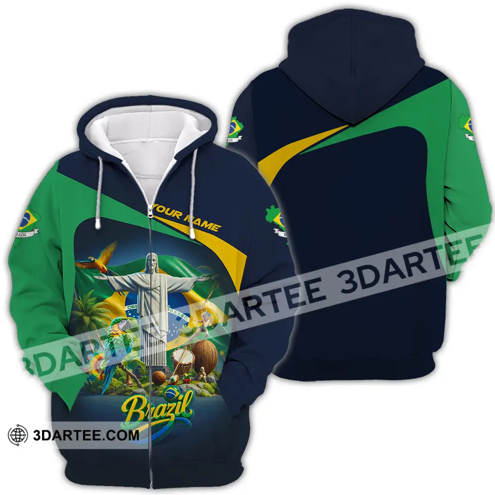 Unisex Shirt - Custom Brazil 3D Shirt Zipper Hoodie / S T-shirt