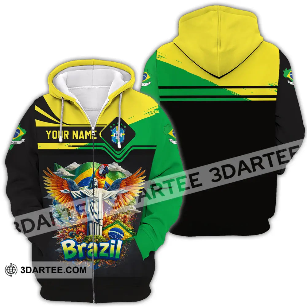 Unisex Shirt - Custom Brazil 3D Shirt Zipper Hoodie / S T-shirt