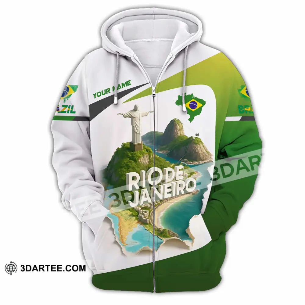 Unisex Shirt - Custom Brazil 3D Shirt Zipper Hoodie / S T-shirt