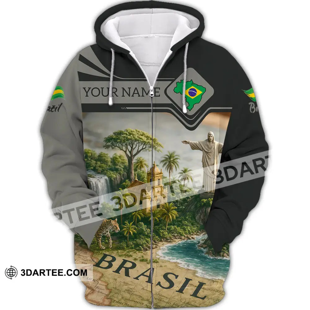 Unisex Shirt - Custom Brazil 3D Shirt Zipper Hoodie / S T-shirt