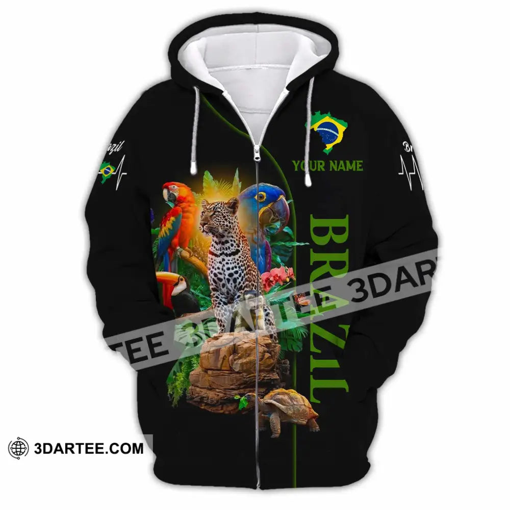 Unisex Shirt - Custom Brazil 3D Shirt Zipper Hoodie / S T-shirt