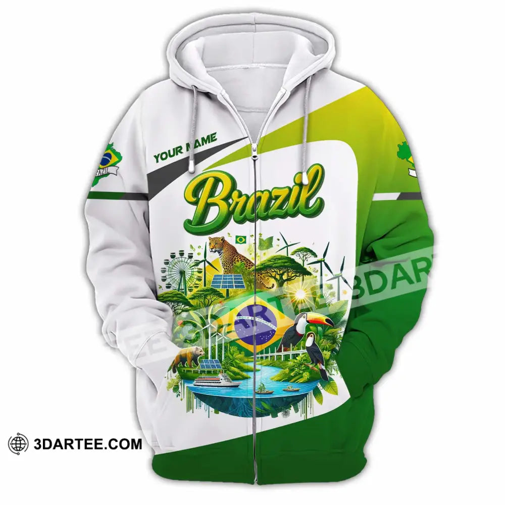 Unisex Shirt - Custom Brazil 3D Shirt Zipper Hoodie / S T-shirt