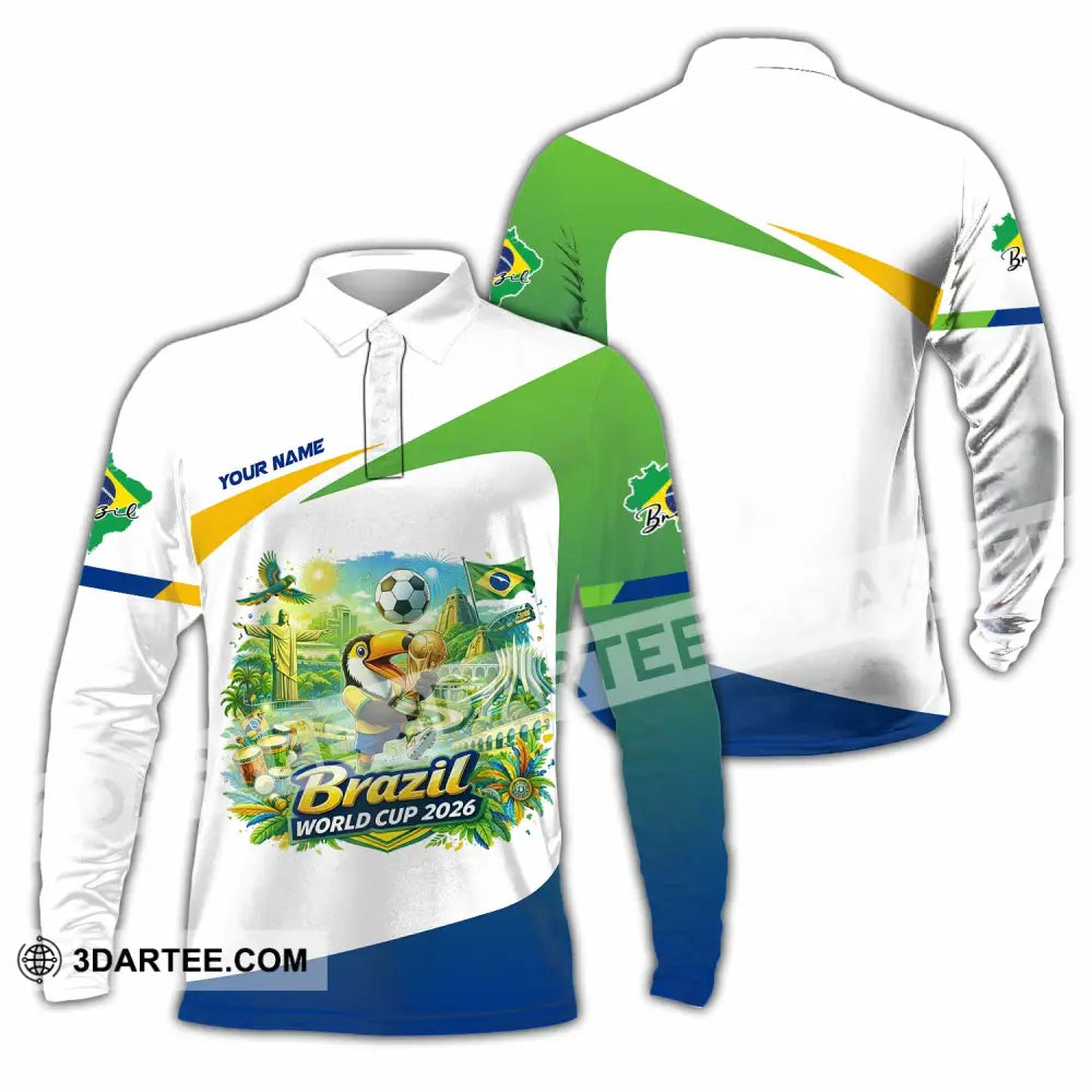 Unisex Shirt - Custom Brazil Fifa World Cup 2026 3D Shirt Long Sleeve Polo / S T-shirt