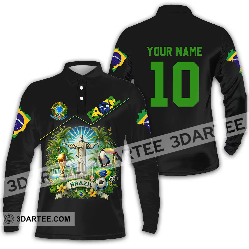 Unisex Shirt - Custom Brazil World Cup 2026 3D Shirt Long Sleeve Polo / S T-shirt