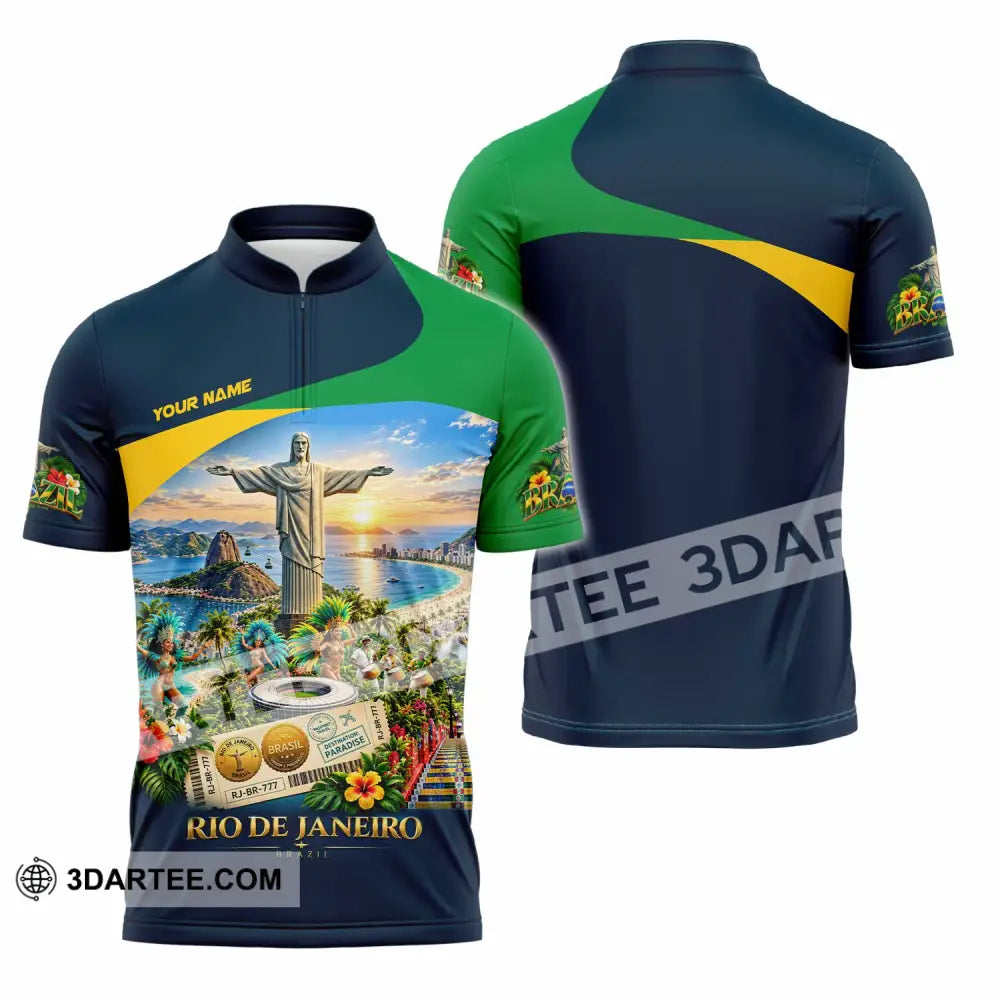 Unisex Shirt - Custom Brazil Shirt - Zipper Polo Shirt / S - T-shirt