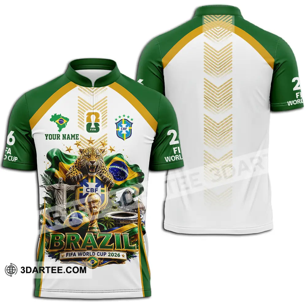 Unisex Shirt - Custom Brazil World Cup 2026 Shirt - Zipper Polo Shirt / S - T-shirt