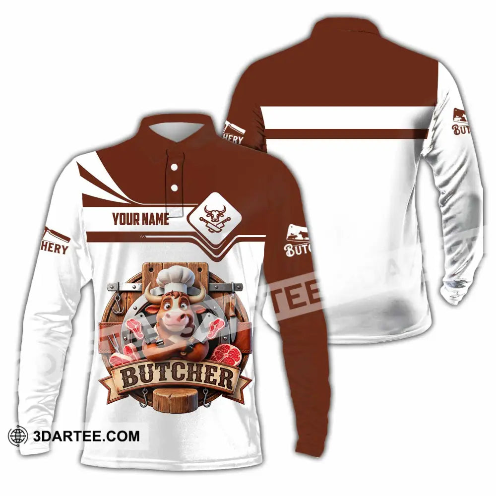 Unisex Shirt - Custom Butcher Shirt - Long Sleeve Polo / S - T-shirt