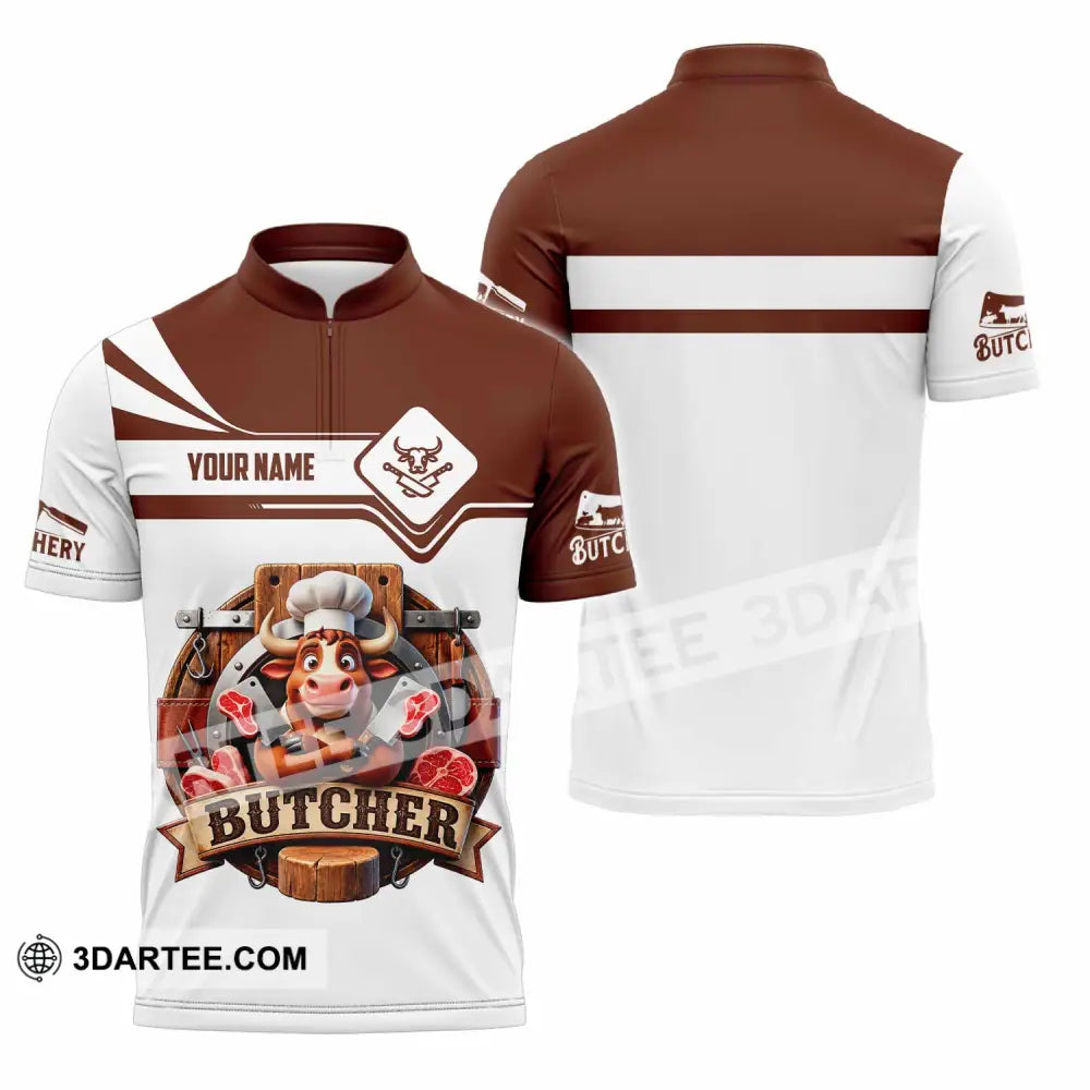 Unisex Shirt - Custom Butcher Shirt - Zipper Polo Shirt / S - T-shirt