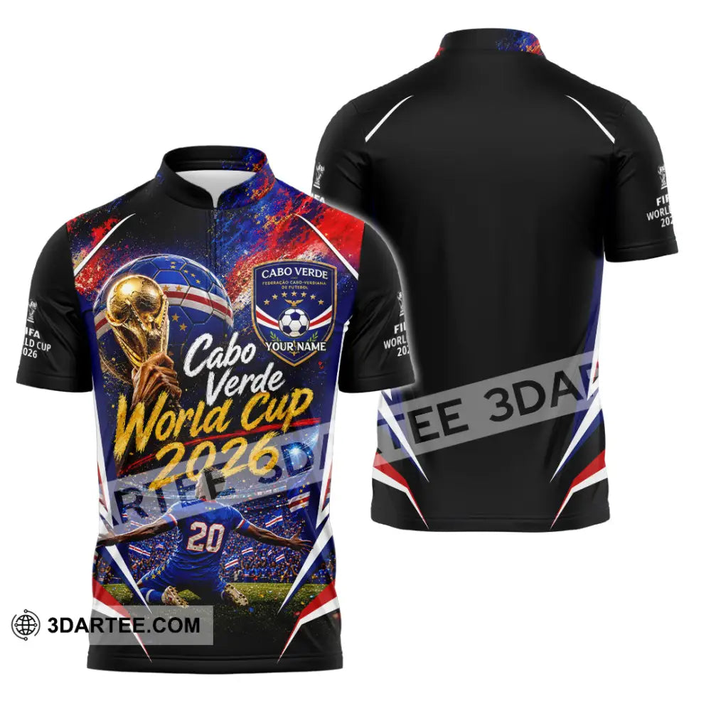 Unisex Shirt - Custom Cabo Verde World Cup 2026 Shirt - Zipper Polo Shirt / S - T-shirt