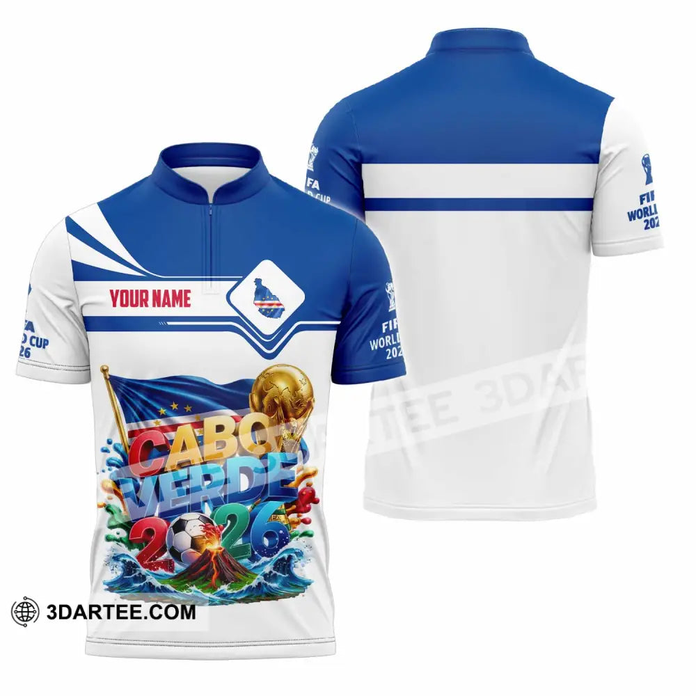 Unisex Shirt - Custom Cabo Verde World Cup 2026 Shirt - Zipper Polo Shirt / S - T-shirt