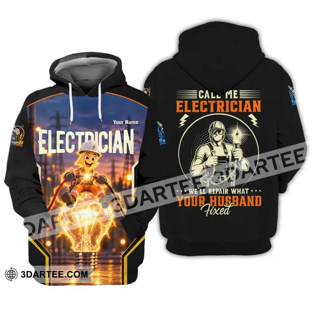 Unisex Shirt - Custom Call Me Electrician Shirt - Hoodie / S - T-shirt